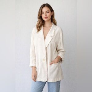 Vintage Alfred Dunner Cream Women's Linen Blazer